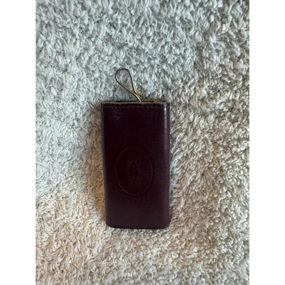 Vintage Cartier Must De Cartier Burgundy Leather Ring Key Case